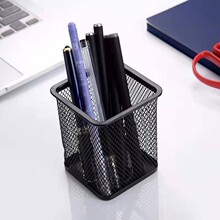 圆形铁网笔筒金属学生文具方形收纳盒多功能简约创意商务办公座