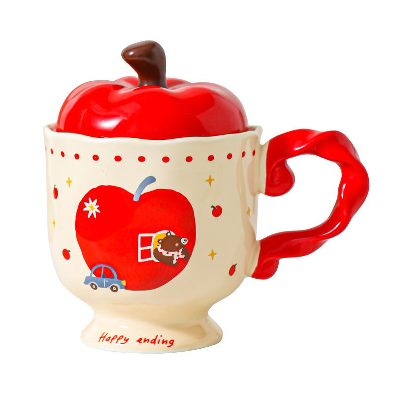 Taza de cerámica de manzana creativa, regalo de oficina, taza de café, taza de agua, taza de desayuno para parejas, regalo