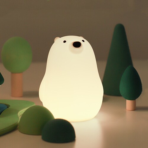 Little White Bear Silicone Lamp USB Charging Bedside Timing Sleeping Lamp Children's Cartoon Bedroom LED Pat Night Light