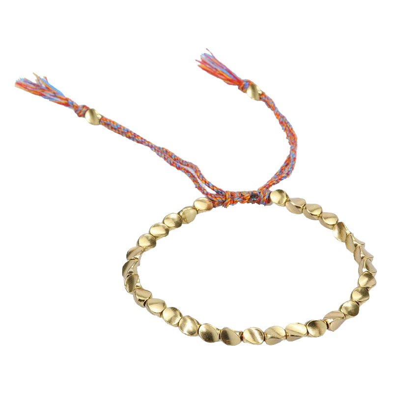 Joyería caliente transfronteriza pulsera de hilo de Wenwan tejida a mano pulsera de cuentas de cobre de forma especial cuerda de mano de borla de tirón creativo