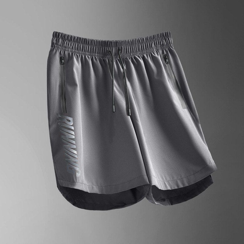 Pantalones cortos deportivos de seda de hielo para hombres de verano delgados ociosos secos rápidos gris transpirables pantalones de baloncesto sueltos