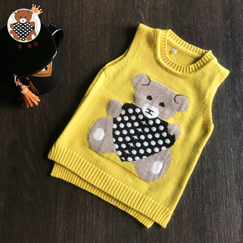 Factory Wholesale 【Jinyong】Spring and Autumn Children's Knitwear for Girls, Children's Sweater, Little Fox Children's Vest, Knitted Backless Top