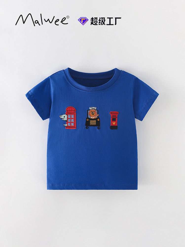 Malwee transfronterizo camiseta casual para niños verano nuevo estilo europeo y americano camiseta de cuello redondo universal ropa casual para niños