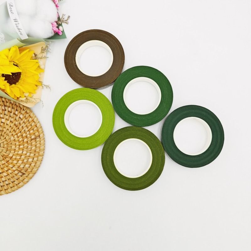 Cinta floral verde luz verde cinta marrón pantalla de seda flor hecha a mano DIY haciendo cinta de papel material de embalaje paquete flor