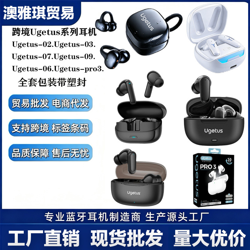 Ugetus Open-Ear Wireless Earphones 6.0 Ear Clip Music Enc Call Noise Reduction Ai Translation Bluetooth Earphones
