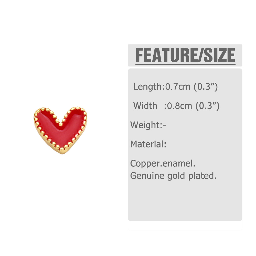 Fashion Heart Shape Copper Plating Ear Studs 1 Pair