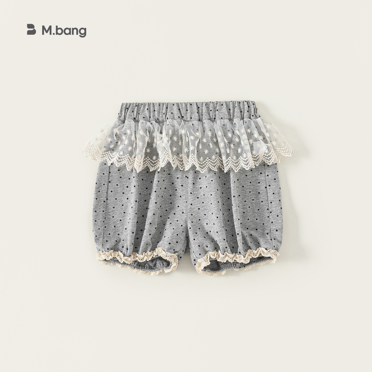 Ropa para niños Youbao, pantalones para niñas, estilo nuevo de primavera y otoño, pantalones deportivos de lunares de color liso para niñas pequeñas con ribete de encaje en la cintura y puños antimosquitos.