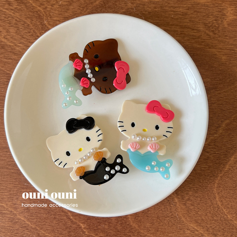 アセテートバージョン！マーメイド kt ヘアピンカモノハシクリップかわいい猫のヘアクリップサイドクリップヘアピンヘアアクセサリー|undefined