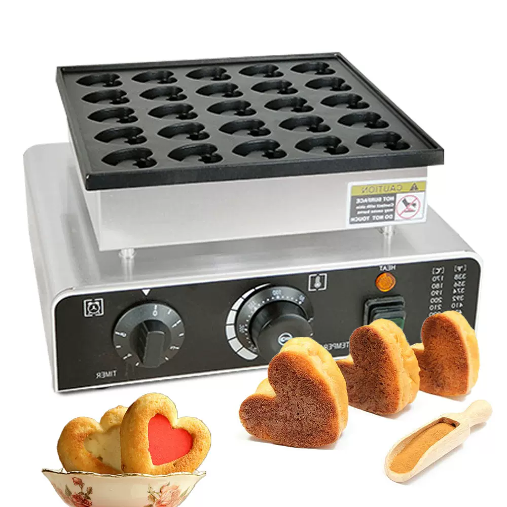 摆摊食品心形小松饼电饼铛华夫机 25孔心形小松饼烘焙电华夫饼机