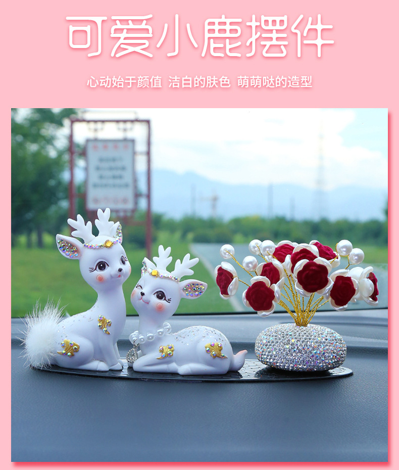 New Car Interior Decoration Ornament: "Safe Journey" Deer, High-End Goddess Dashboard Cloud Deer for Vehicles