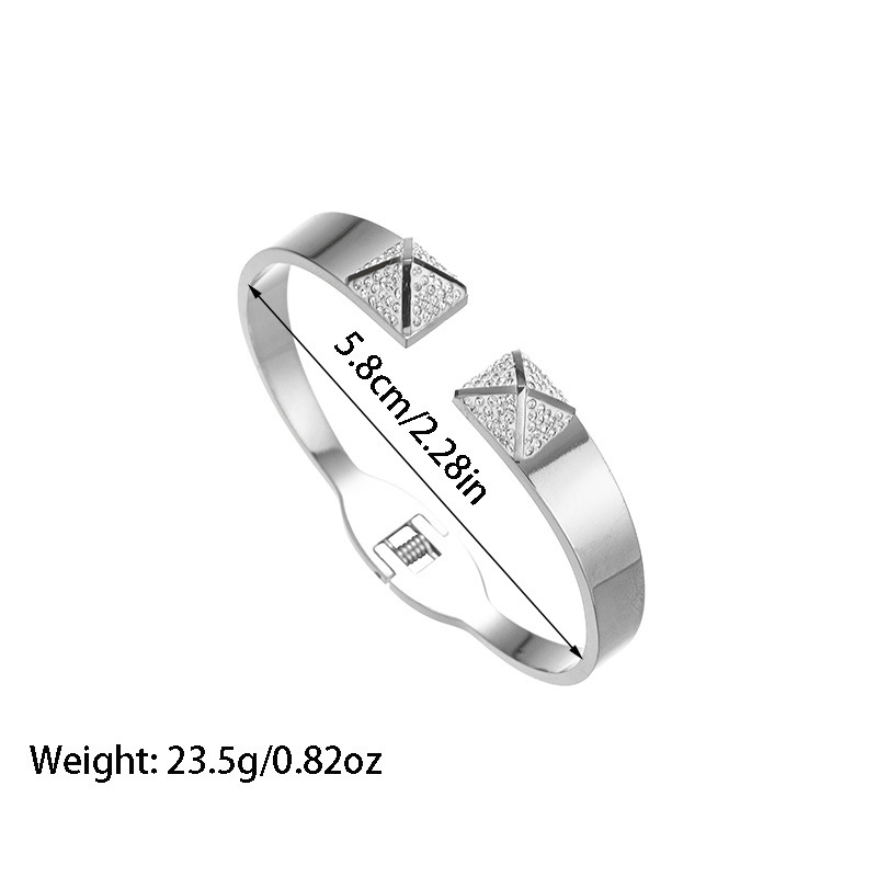 29g Weight Bangle Classification Titanium Steel Chain Material 1 Piece Quantity Holiday, Party Occasion Titanium Steel Material Geometric Pattern 2025 Spring and Summer Season Women's Gender Plating Design Elegant, Glam Style Elegant Glam Geometric Titanium Steel Bangle In Bulk 5