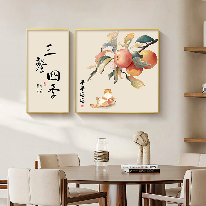 Shenzhen Dafen Oil Painting Village New Chinese Restaurant Wall Decoration Painting High-End Dining Room Dining Table Kitchen Hanging Painting