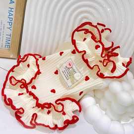 夏季狗狗猫咪衣服简约爱心小狗马尔济斯约克夏泰迪比熊边碎花