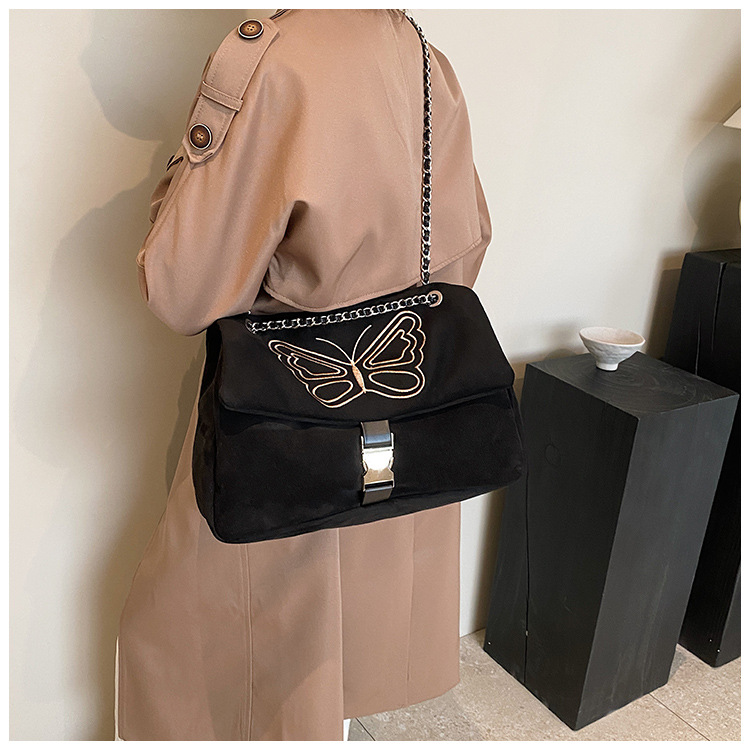 Nuova borsa a tracolla con catena monospalla di grande capacità, borsa da donna, borsa a tracolla con farfalla ricamata, borsa Maillard_voghion.com