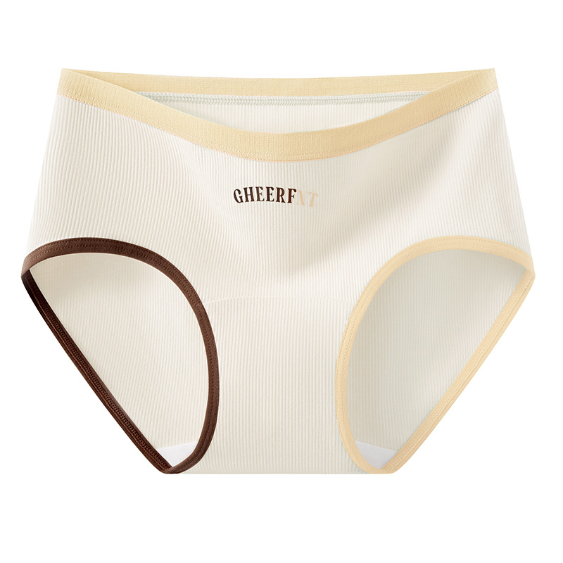 2024 nuevo estilo de algodón de grado 9A antibacteriano, largo y ensanchado, entrepierna, color de contraste, ropa interior de algodón de cintura media para niñas retro americanas