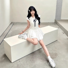 法式温柔风设计感蝴蝶结系带连衣裙女2025夏季新款气质甜美a字裙