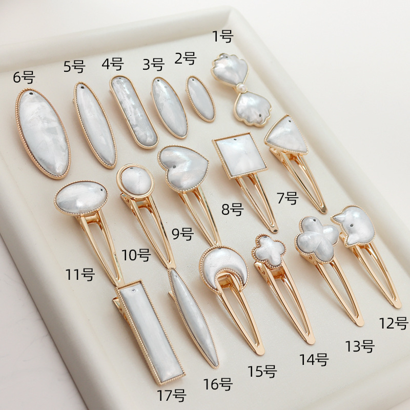 song dynasty brocade barrettes handmade diy base support  gold matte gold duckbill clip sub with lid non-finished blue dyed embroidery accessories