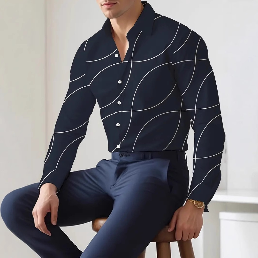 Productos europeos American Cross-border 2025 nueva tendencia de la moda casual de alta calidad cool guapo camisa de manga larga MB12