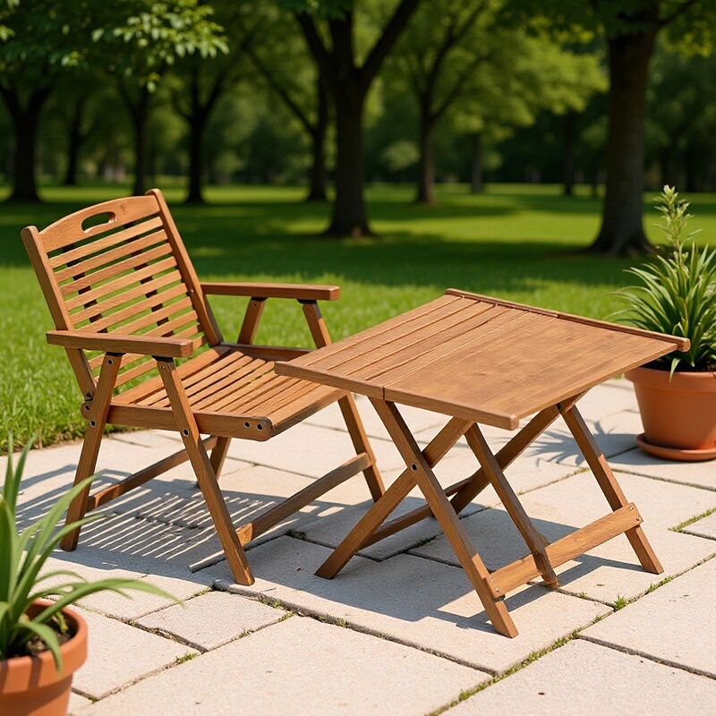 Bamboo Folding Table and Chair Set for Outdoor Leisure, Tea Table, Card Table, Bamboo Stool, Chair, Simple Household Balcony Folding Table