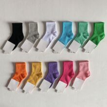 ins简约春秋袜子男女童纯棉彩色中短筒短袜百搭潮流运动袜