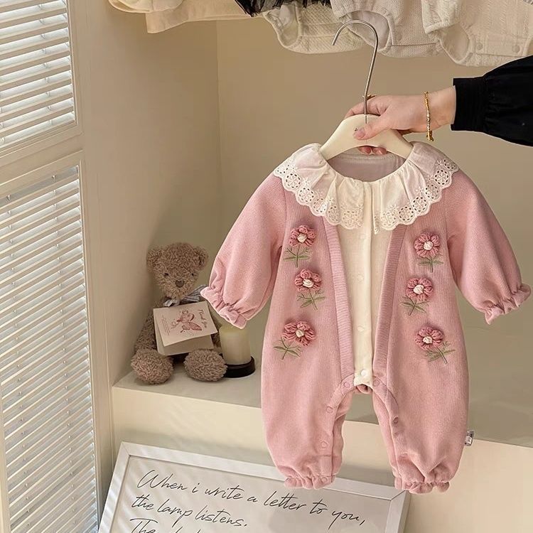 女婴儿衣服宝宝秋装连体超萌公主哈衣满月百天外套春秋季外出爬服|undefined