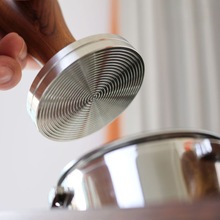 意式不锈钢咖啡豆螺纹底压粉锤配件58mm咖啡机研磨一体粉器