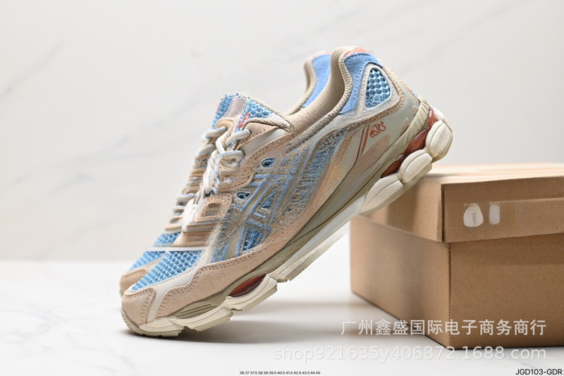 純粋なオリジナル莆田の新しい Gel-NYC ロートップ ランニング シューズ、耐摩耗性スプライシング メッシュ、通気性のあるお父さん靴、滑り止めとクッション性|undefined