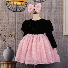 长袖女童礼服公主裙主持人生日宴钢琴演奏演出服高端轻奢儿童礼服