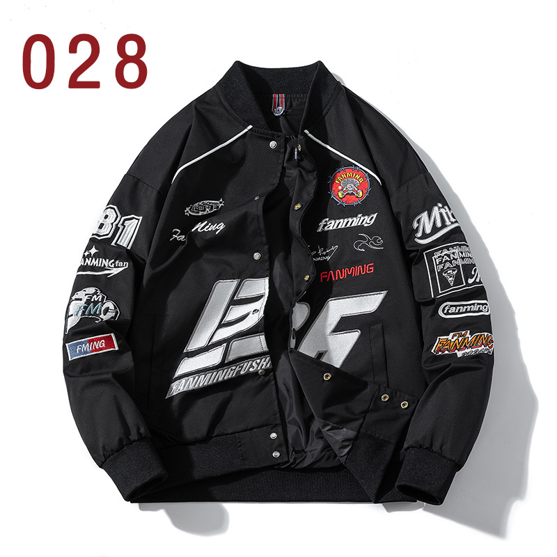 Men's Clothing Autumn and winter retro embroidered baseball jacket men's motorcycle clothing brand drop shoulder handsome couple flight jacket_viptrois.com