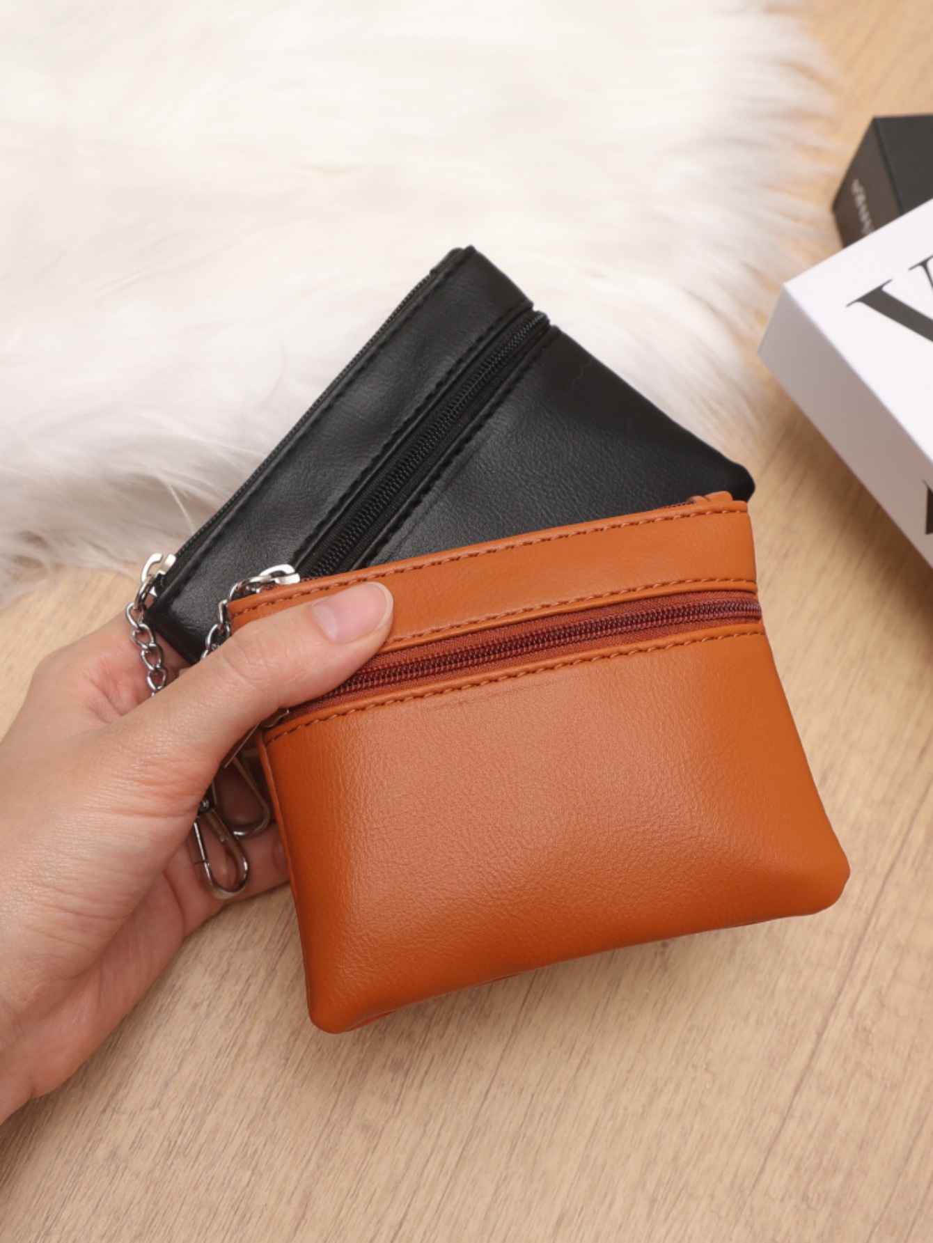 Bolso bolso de cambio bolso de llaves colgante bolso de monedas bolso de llaves bolso de tarjetas bolso de cremallera suave color macaron