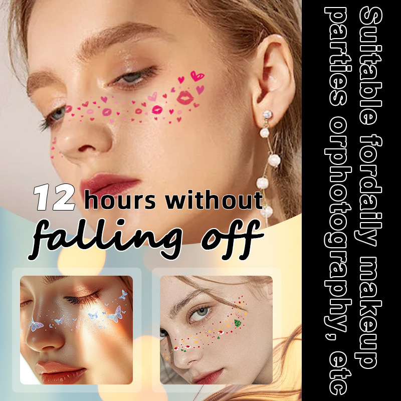 Cross-border New Product Face Sticker Cartoon Carnival Party Europe and America Valentine's Day Makeup Tattoo Cute Amazon suit
