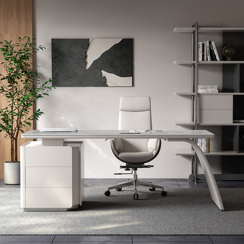 Italian Minimalist Rock Board Desk Light Luxury Modern Minimalist Desk Home Office Computer Desk Designer Writing Desk