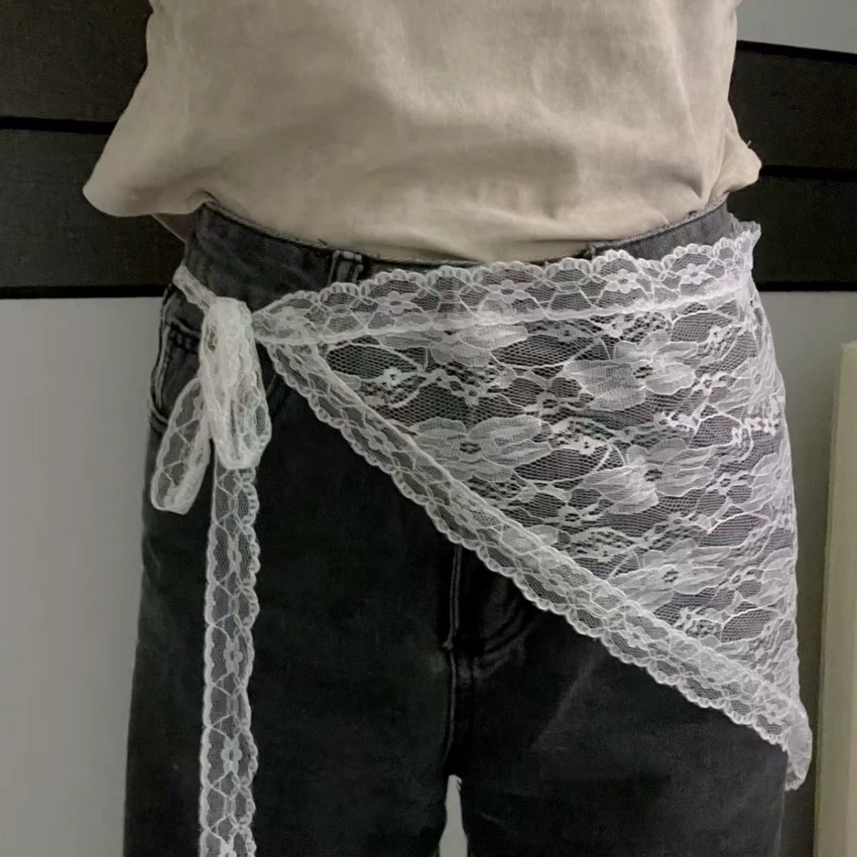 2025 кружевной треугольный шарф, занавеска на ягодицах, многослойная, элитный нишевый дизайн, милая юбка, модный ленивый стиль