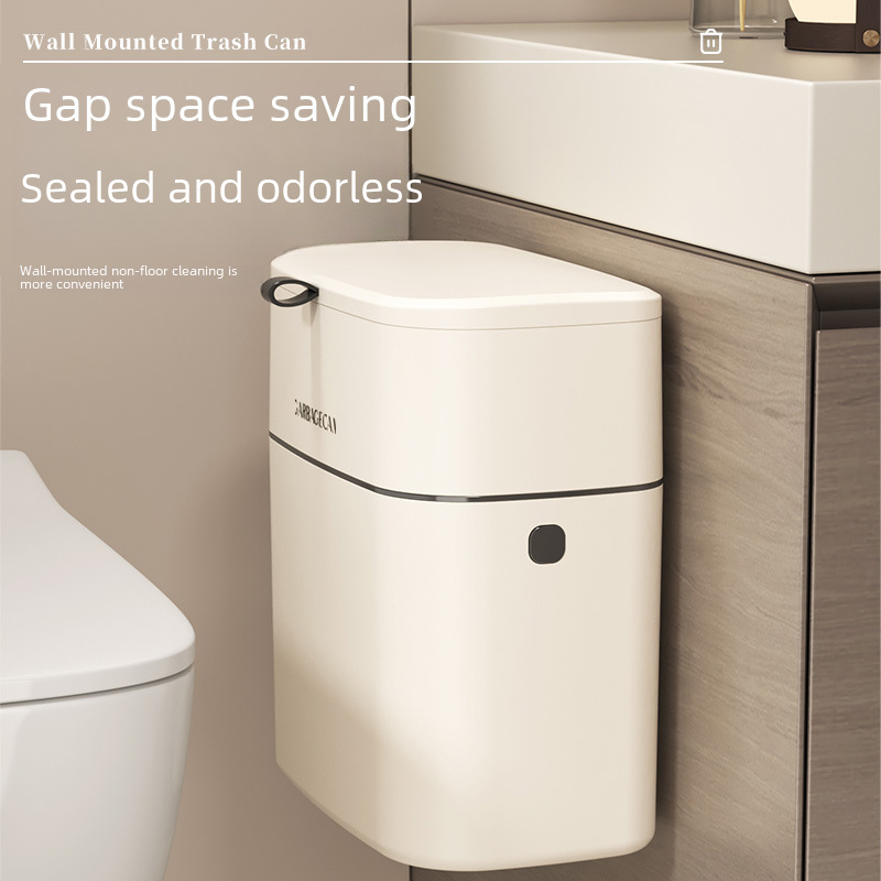 Kitchen wall-mounted trash bin, household high-quality trash can corner large with lid no drill square wastebasket wholesale