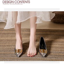 小码313欧美风尖头双B扣细跟高跟鞋春秋新款优雅百搭浅口单鞋女潮