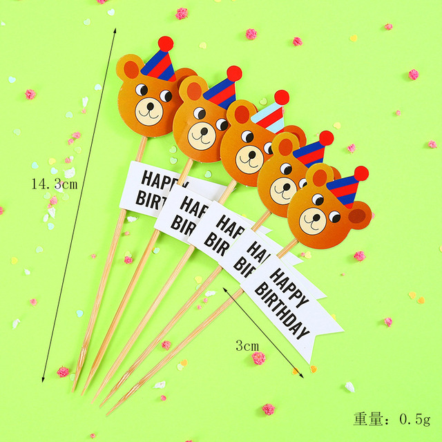 Celebritad en línea ins amor osos decoración de pastel de bandera dibujos animados HBD niños feliz cumpleaños postre vestido plugin