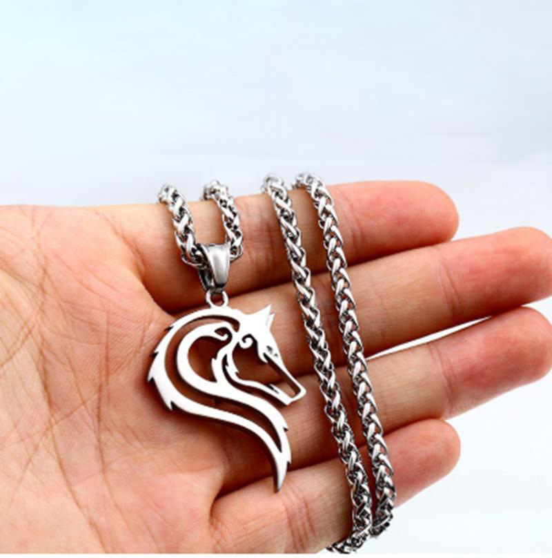 Wikinger Keltischer Wolfskopf Edelstahl Hip Hop Anhänger Herren Halskette Mode Punk Schmuck Geschenk_voghion.com