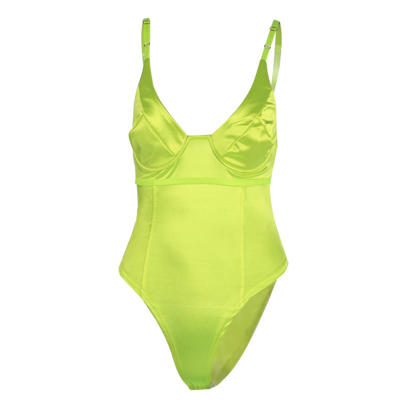 80168 nuevo color sólido camisola ropa de mujer Europa y América verano moda chica caliente sexy pecho-halagador mono mujeres
