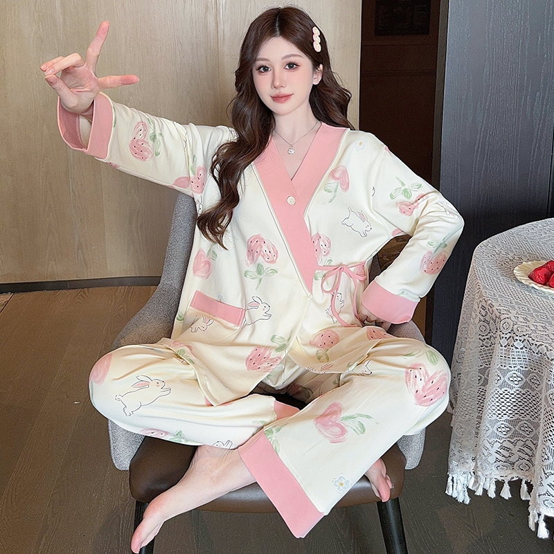 산후 복장, 가을 겨울 순면, 모유 수유를 위해 출산 후 외부에서 입을 수 있음, 임산부 가정복, 봄 가을 두꺼운 수유 잠옷