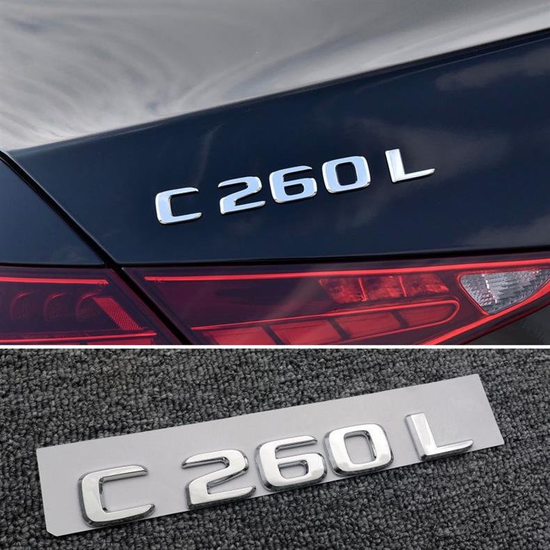 Mercedes-Benz E300L C260L C200L rear emblem, custom lettering for car decoration, E-Class and C-Class black rear car sticker