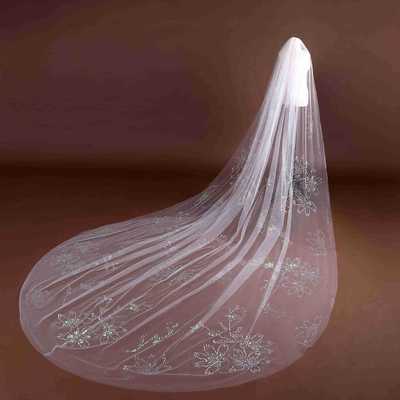 新娘結婚主婚紗頭紗女網紅拍照道具長拖尾複古頭紗頭飾批發