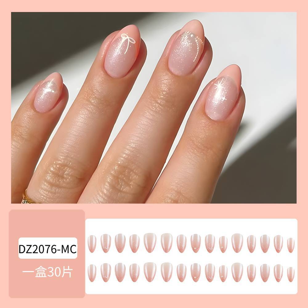 30 piezas de uñas cortas de venta caliente, lazo simple, uñas francesas, uñas europeas y americanas, uñas de diamantes puros image 8