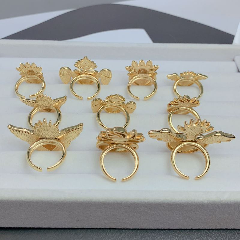 Wholesale Jewelry Vintage Style Heart Shape Copper Zircon Enamel Open Rings display picture 3