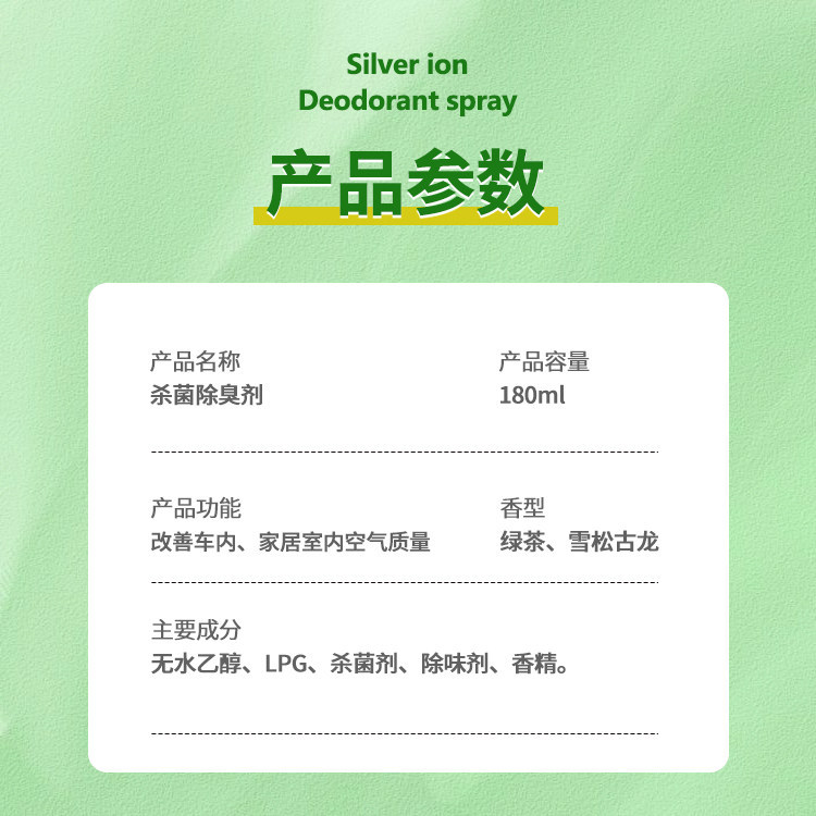 Suitable for car odor removal, interior deodorizer, air conditioner sterilizer, air freshener spray, powerful car odor eliminator
