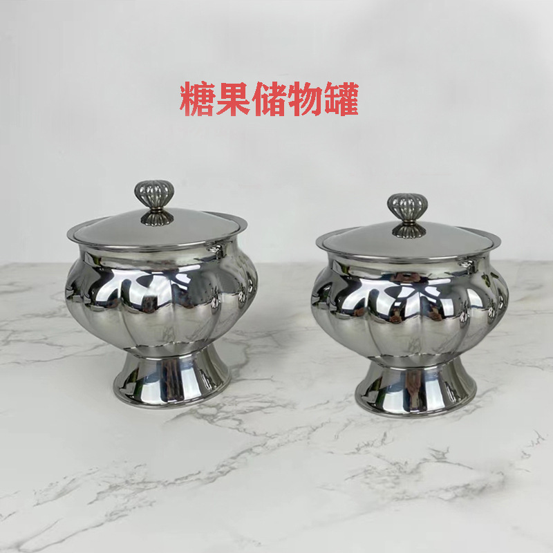 1 European Candy Jar Storage Jar, Retro Petty Bourgeoisie Art Ornaments, Luxury Stainless Steel Snacks, Dried Fruit Plate, Tribute Plate