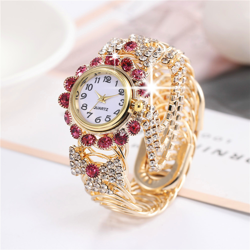 Douyin's New Korean Style Women's Diamond-Encrusted Quartz Watch Fashionable Alloy Bracelet Watch Women's Ready-Made Wholesale