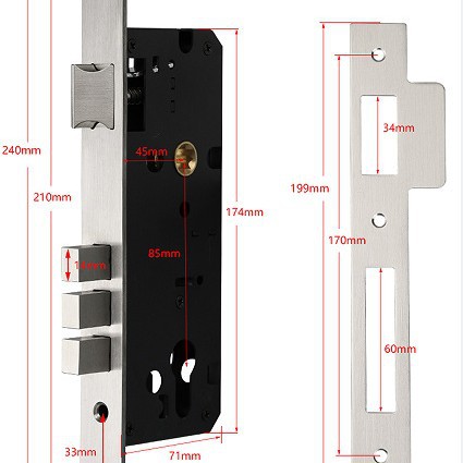 Cerradura de panel de puerta personalizada 304 puerta de acero inoxidable cerradura de mano cerradura de puerta de madera antirrobo estándar europeo