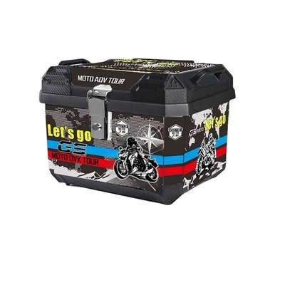 luggage box, pressure-resistant and, Motorcycle trunk - huiqi-48l-black-gs-high-configuration-double-backrest-shock-absorbing-base-tool-accessories-limited-time-discount