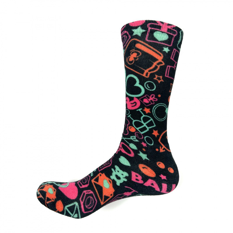 360-Degree Seamless Printed Socks with Inkjet Sublimation Printing, Mid-Tube Socks with Seamless Integrated Image Printing, Butterfly Swim