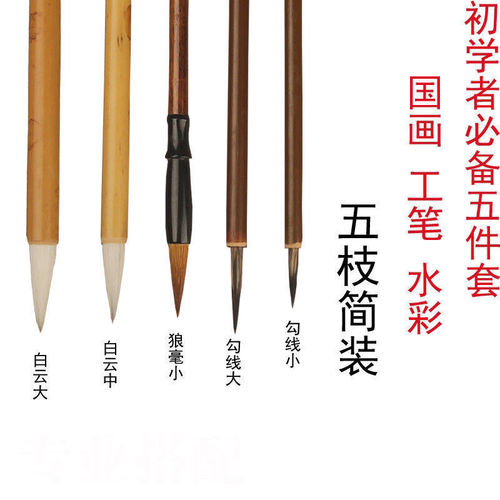 Brush set for beginners to get started with Chinese painting ink and fine brush strokes, outline pen, and white clouds.